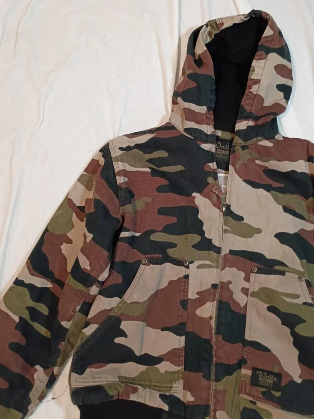 Walls Blizzard Pruf/Hooded Jacket/Boys XL 16-18/Camo Canvas Hunting Outdoor Coat
